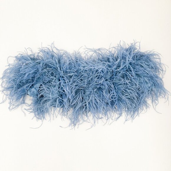 Cult Gaia Goetz Top Ostrich Feather Off-The-Shoulder Crop - Picture 2 of 7